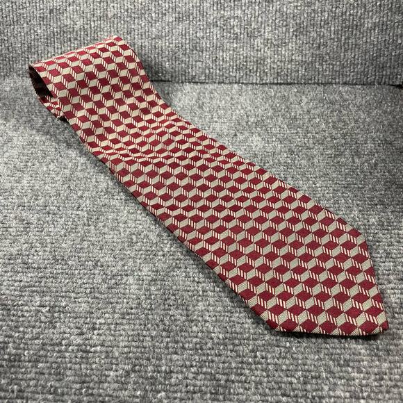 Robert Talbott for Park & Co. Tie 4"X57" Red Geometric AOP Hand Sewn Silk USA - Picture 1 of 10